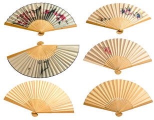 Six decorative hand fans