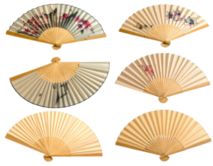Six decorative hand fans