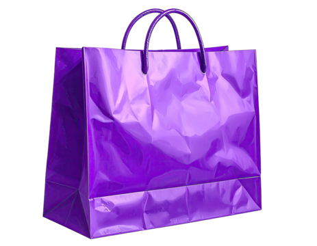 Purple shopping bag, crumpled paper texture