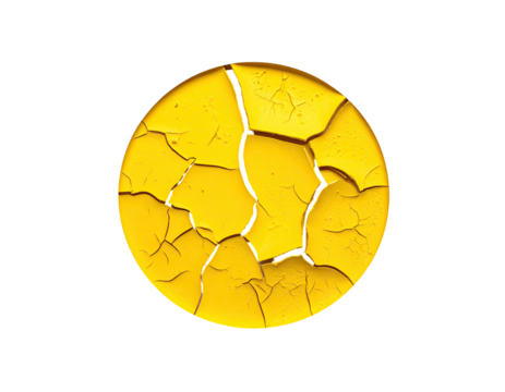 Circular cracked yellow surface