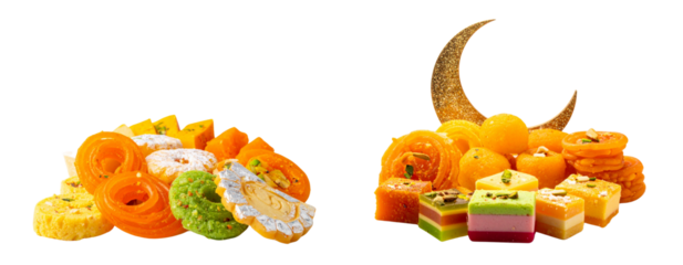 Set of Fantasy Eid Sweets with Crescent Moon