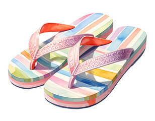 Pair of colorful striped flip-flops (2)