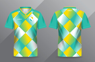 green and yellow sport jersey for football and soccer shirt template