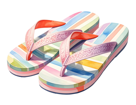 Pair of colorful striped flip-flops (2)