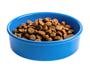 Pet food in a blue bowl
