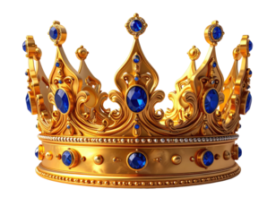 Golden crown with blue jewels