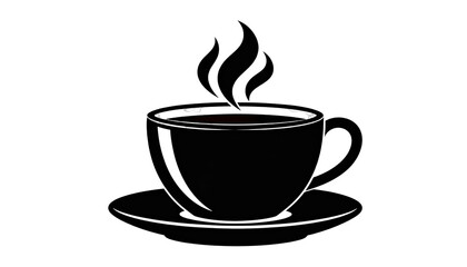 Obraz premium Silhouette of a teacup, dark background, steam rising