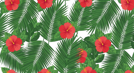 Fototapeta premium Vibrant Tropical Palm Vector Seamless Illustration