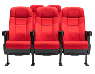 Red theater seats in a row