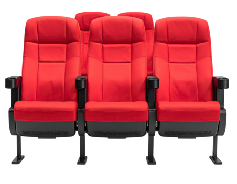 Red theater seats in a row