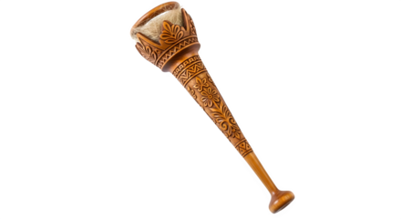 Antique wooden mace isolated on transparent background, a historic symbol of authority and power, showcasing intricate carvings and craftsmanship from a bygone era