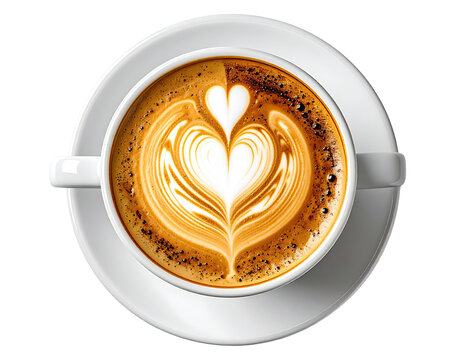 A latte art heart in a white cup