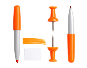 Orange stationery items arranged to form the letter H