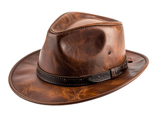 Brown leather cowboy hat