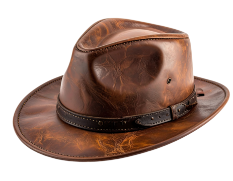 Brown leather cowboy hat