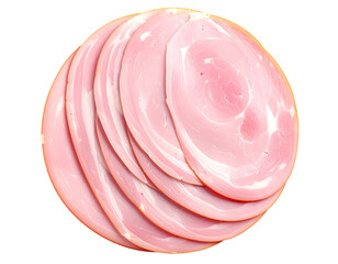 Sliced ham arranged in a circular pattern