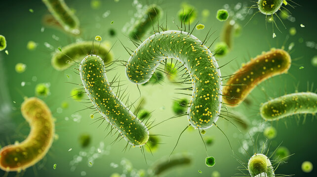 Close up of bacteria cells multiplying and spreading in a petri dish for scientific research