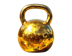Golden kettlebell isolated on black