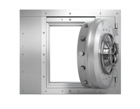 Open safe.  A metallic safe