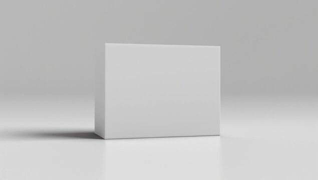 White wide horizontal rectangle blank box from top side angle