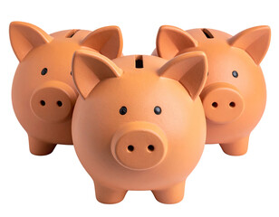 Three cartoon piggy banks