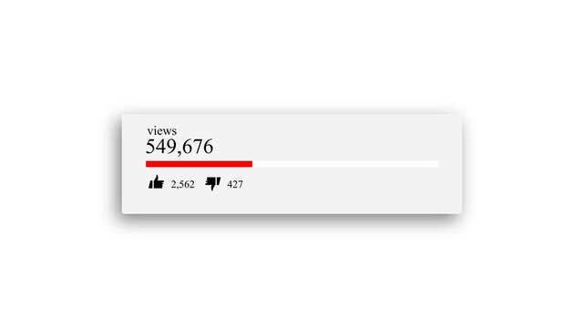 Animated blue social media view counter showing real-time likes and dislikes. Perfect for tracking engagement on videos or posts. Includes smooth motion and transparent alpha channel for easy overlay 