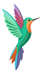 Obraz premium Vibrant Hummingbird in Flight, a Colorful and Artistic Vector Illustration