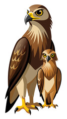 Obraz premium Stylized vector image of two brown eagles standing side by side majestically