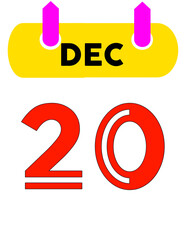 DEC 20 - Calendar Date Highlighted for Event or Reminder".
Calendar Date December 20 Highlights