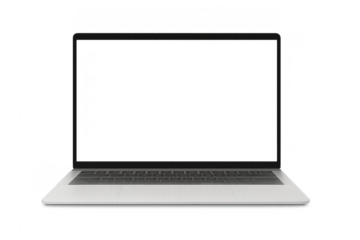 Modern laptop mockup with blank screen and transparent background