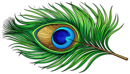 Obraz premium Vibrant peacock feather illustration on black background