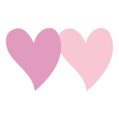 Two overlapping hearts in soft purple and pink, ideal for romantic, wedding, or feminine-themed visual compositions.
