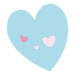 Light blue heart with three smaller pink hearts, perfect for love, Valentine&rsquo;s, or gentle romantic design projects.
