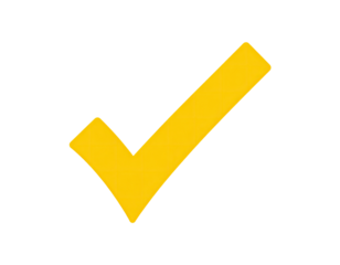 A bright yellow checkmark icon on a black background