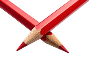 Two red colored pencils crossed