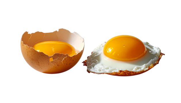 Cooking Egg Trio Collection in Different Styles, isolated on transparent background