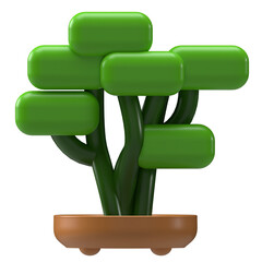 Decorative Bonsai Tree Plant  3D Icon