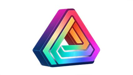 A colorful triangular shape with multiple layers on a black background in a digital rendering