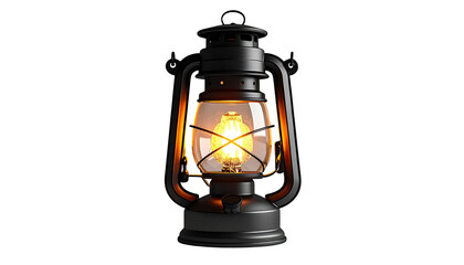 Dark antique lantern glowing