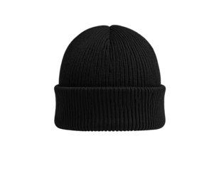 Dark, ribbed knit beanie