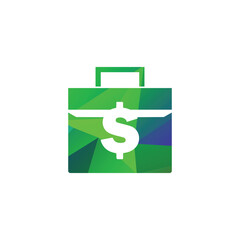 Green Geometric Business Briefcase With Dollar Symbol