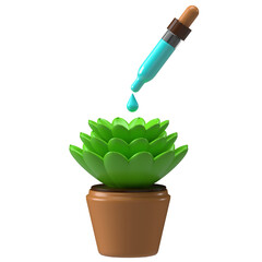 Watering Succulent Plant 3D Icon