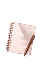 Open spiral-bound notebook with pen, light and shadow