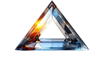 A stylized, triangular graphic