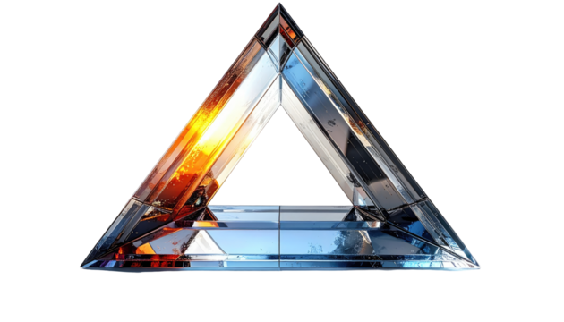 A stylized, triangular graphic