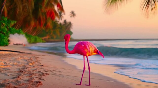 flamingo on the beach