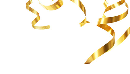 Gold ribbons in a loose, flowing arrangement against a black background