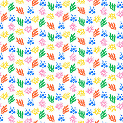 Abstract Seamless Ocean Pattern with Colorful Coral and Plants