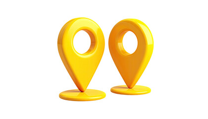 Two 3D golden map markers