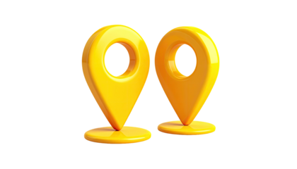 Two 3D golden map markers